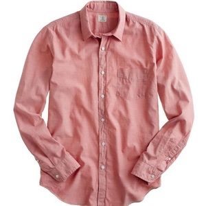 J.Crew mens secret wash shirting button down red chambray